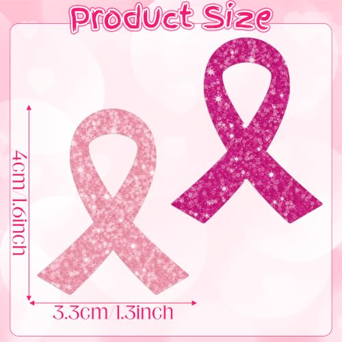Image of Breast Cancer Awareness Sticker Rolls, 1000Pcs Glitter Pink Ribbon