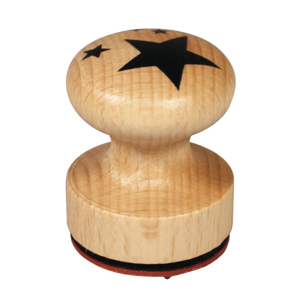 Rayher timbro rotondo stelline gomma su legno diametro 3cm per scrapbooking decorazioni fai da te