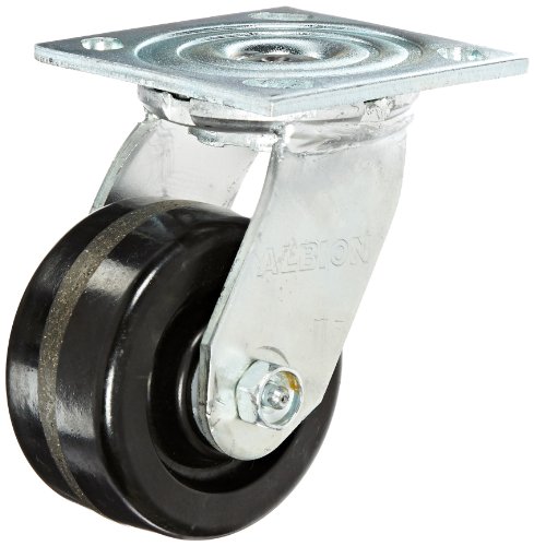 Albion 16 Series 4" Diameter Phenolic Wheel Medium Heavy Duty Zinc Plate Swivel Caster, Roller Bearing, 4-1/2" Length X 4" Width Plate, 800 lbs Capacity (Pack of 4)