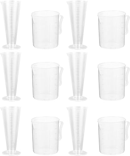 Miniatura 6 de Baluue 12 tazas medidoras de plástico transparentes de 3.4fl oz y 8.5fl oz con báscula vaso graduado, taza de medición líquida, vaso de