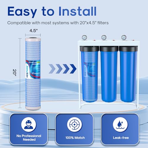 Image of ICEPURE 5 Micron 20 inch x 4.5 inch Whole House Upgraded Activated Carbon Water Filter, 20-Inch Enhanced Lead Removal Water Filter Cartridge, Compatible with FC25B, EPM-20BB, CB-BB-20, CTO20BB-CQB, 1 PACK