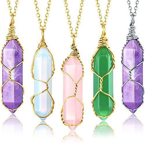 Yaomiao 5 Pieces Crystal Necklaces 