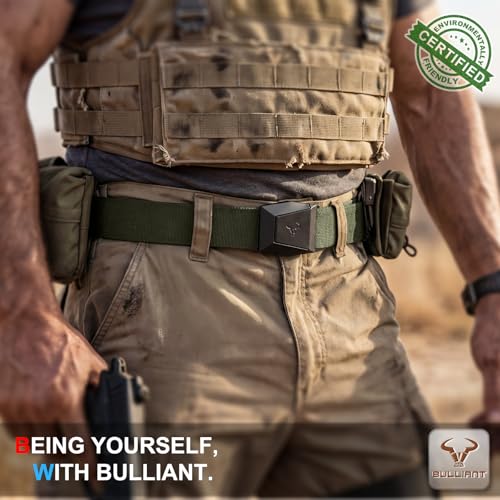 Image of BULLIANT 2-Pack Men Stretch Tactical Web Belt-Trimmable 1.5 inch-Adjustable Fit