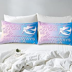 Girls Mermaid Comforter Set Twin Size, Gradient Down Comforter Coastal Nature Bedding Set for Kids Women Adult Bedroom…