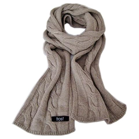 Frost Wool & Cashmere Scarf Classic Cable Knit Scarf (Light Brown) Cover