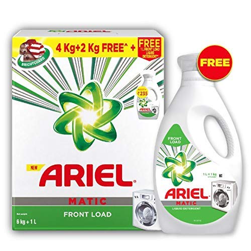Ariel Matic Front Load Detergent Combo Powder + Liquid (Pack of 4+2 kg