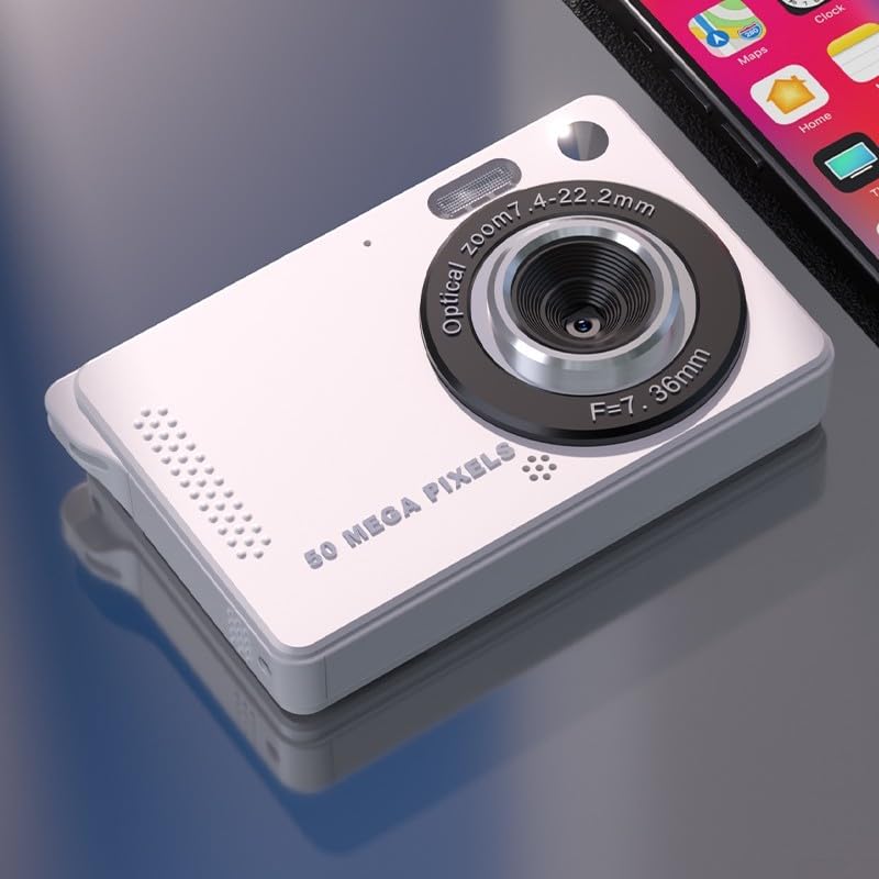 Cámara digital compacta de plata de 50MP y pantalla de 2.8 pulgadas para principiantes