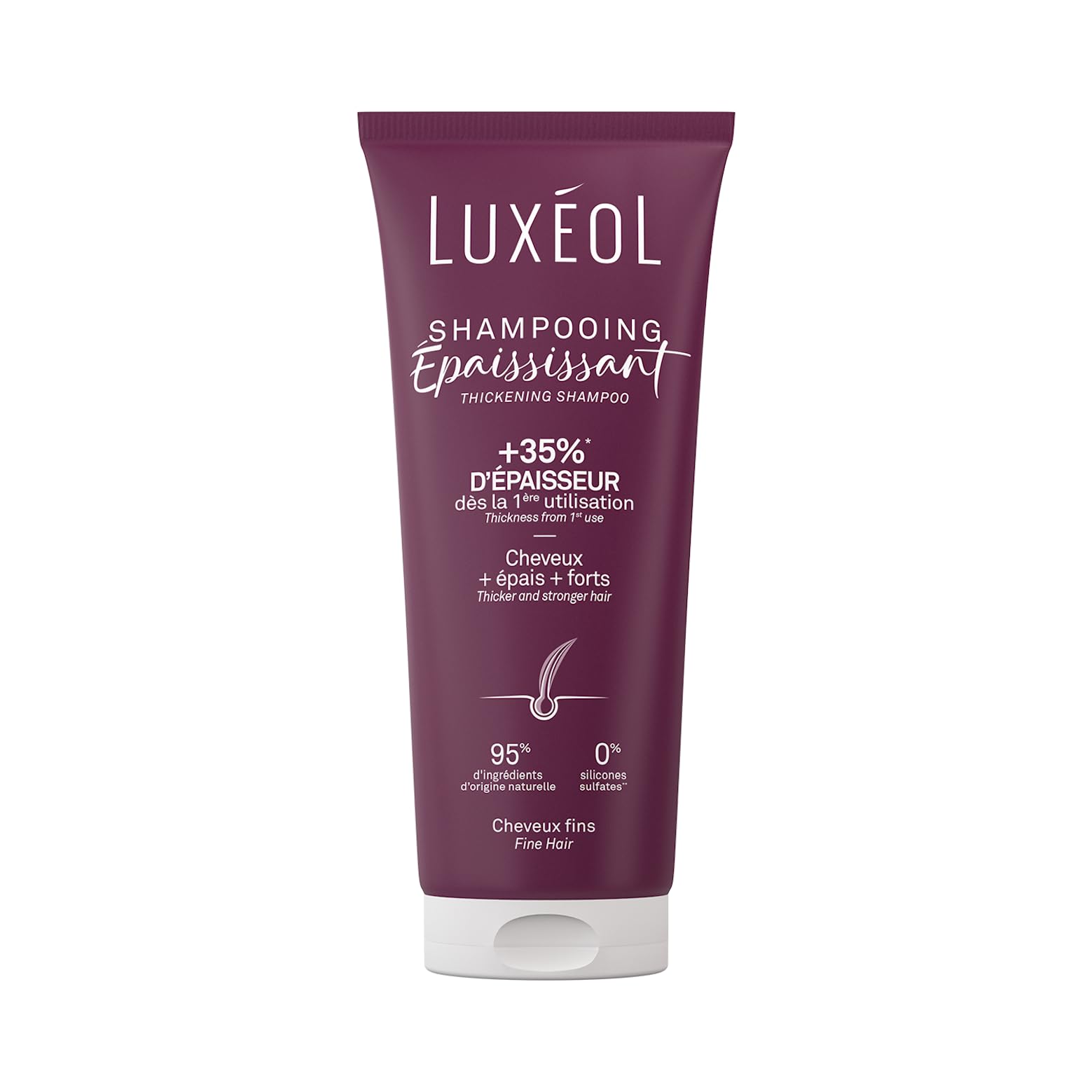 LUXÉOL Shampoing Epaississant +35% d'Epaisseur dès la 1ère Utilisation* Éfficacité ProuvéeAlgues Rouges, Protéines de Ri