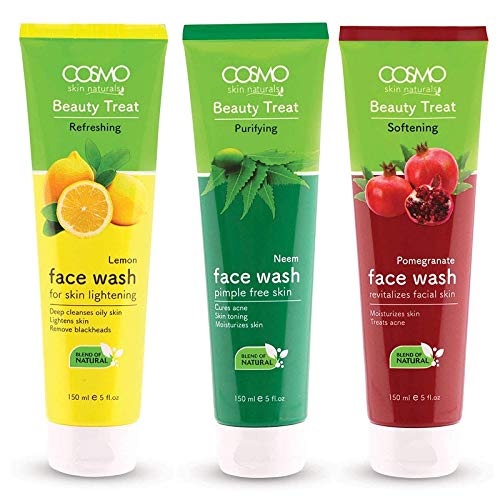 Cosmo Beauty Treat Lemon, Neem, Pomegranate, Face Wash 150 ml Each,Pack