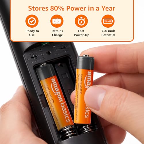 Image of Amazon Basics AAA Rechargeable 750 mAh Batteries | Ready-to-use | Pre-Charged Ni-MH Batteries (Pack of 4)