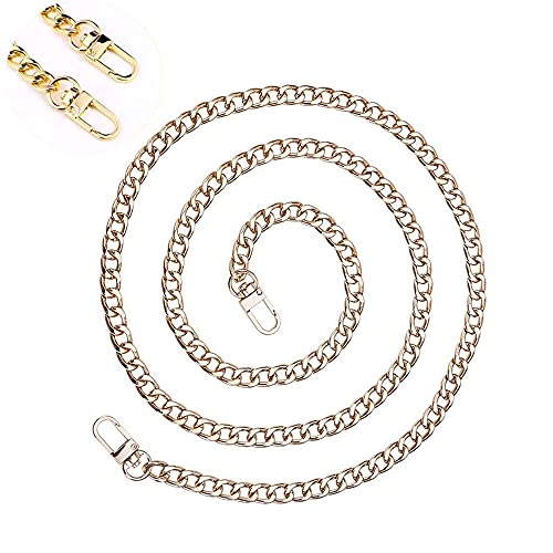 ZHjuju Cadena de bolsa, cadena de metal para cartera, correas de hombro de repuesto para bolsos, asas de bolso de 120 cm,cadenas doradas, para Billetera Bolso Bandolera Monedero.（Luz de oro）