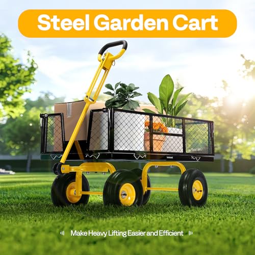 VIVOHOME Garden Cart Steel Heavy Duty 900 LBS Yard and Garden Wagon with 10 inch Tire and Handle Attach to ATV or Tracto - Additional View