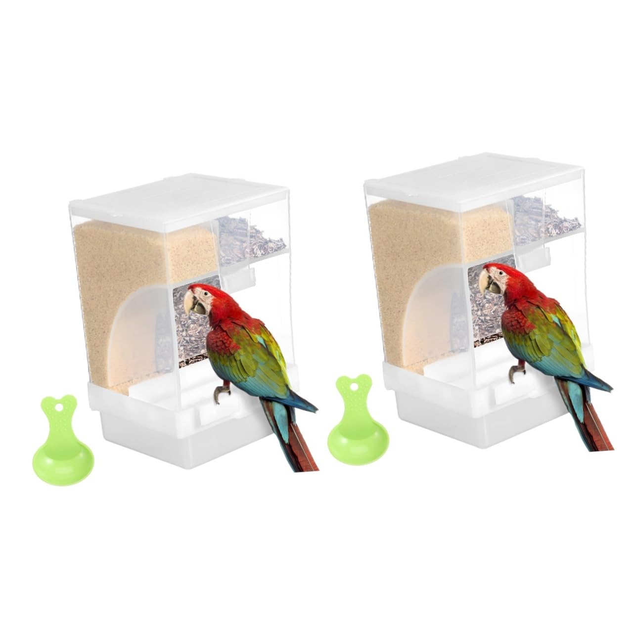 Yardwe2 Sets Parrot Bird Feeder Spoon Bird Feeders Bird Cage Food Bowl Automatic Bird Feeder for Cage Bird Cage Feeder Bird Cage Accessories Automatic Parakeet Feeder Plastic