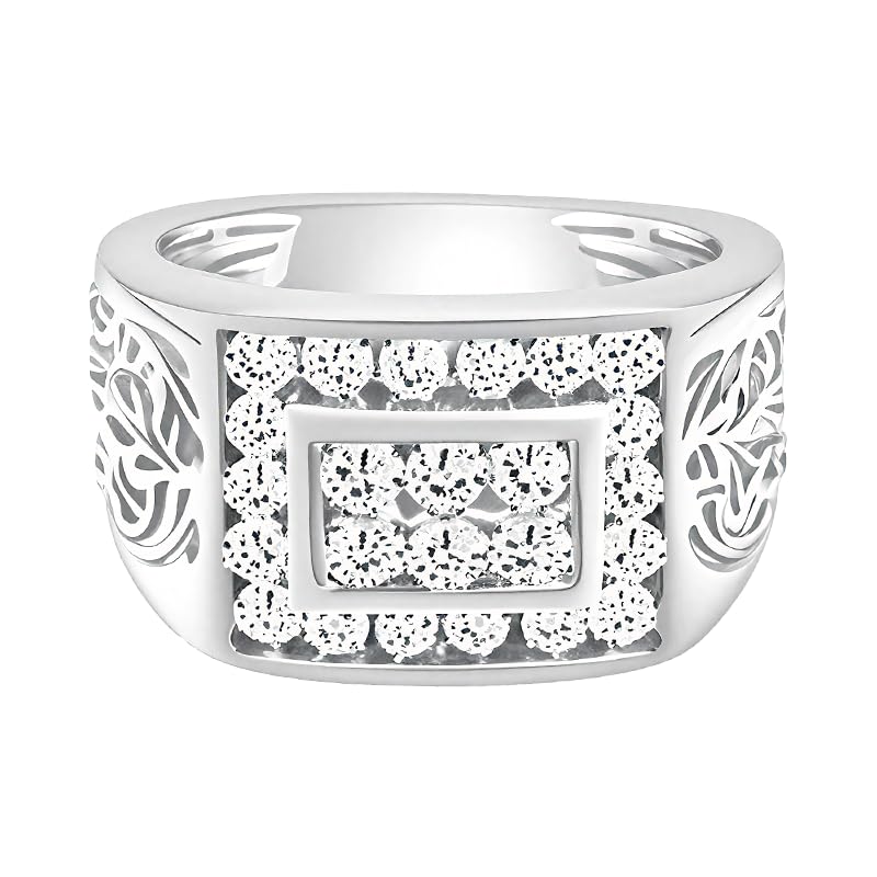 10K/14K/18K Yellow White Solid Gold Moissanite Rings for Men with Carve Design Statement Rings Size 5-15 Gift for Him or Dad2