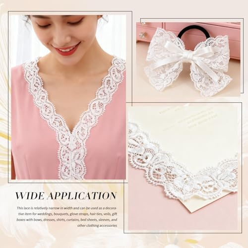 image for LYXMYGS Lace Trim Ribbon, 5-Yard White Lace Ribbon, 2.36 Inch Width Wh