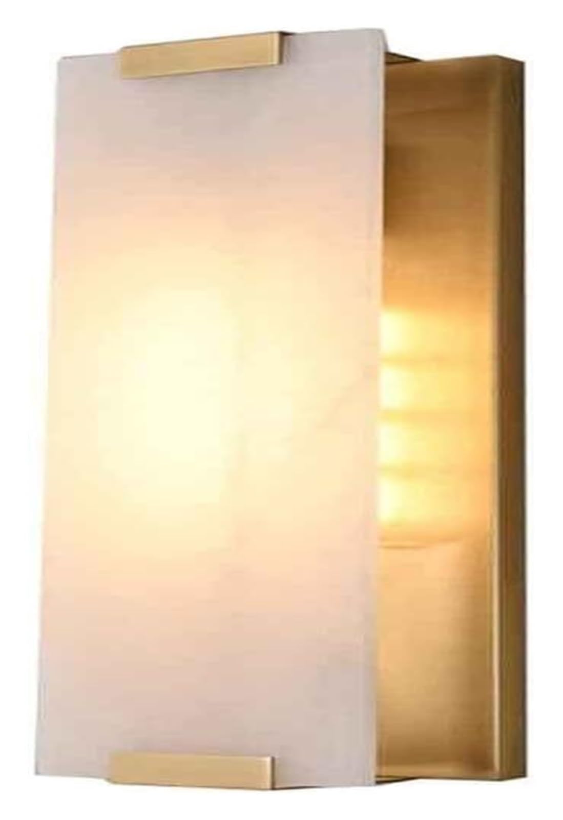 KBUUKYYXouy Rectangular Marble Lampshade Brass Wall Sconce, Modern Art Decor Wall Mounted Lamp Light,for Home Decor,Gold-Short(Gold,Long)