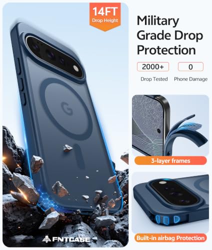 Image of FNTCASE for Google Pixel 11 Pro Case / Pixel 11 Case, with Screen Protector | Fit for Magsafe, Translucent Matte, 14FT Military Grade Drop Protection, Shockproof Protective Phone Cover, Blue
