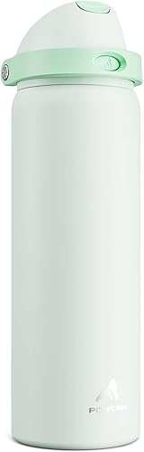 Miniatura 36 de POWCAN - Botella de agua aislada, 24 oz, tapa 2 en 1, boquilla de botón, popote abatible, a prueba de fugas, acero inoxidable, para portavasos