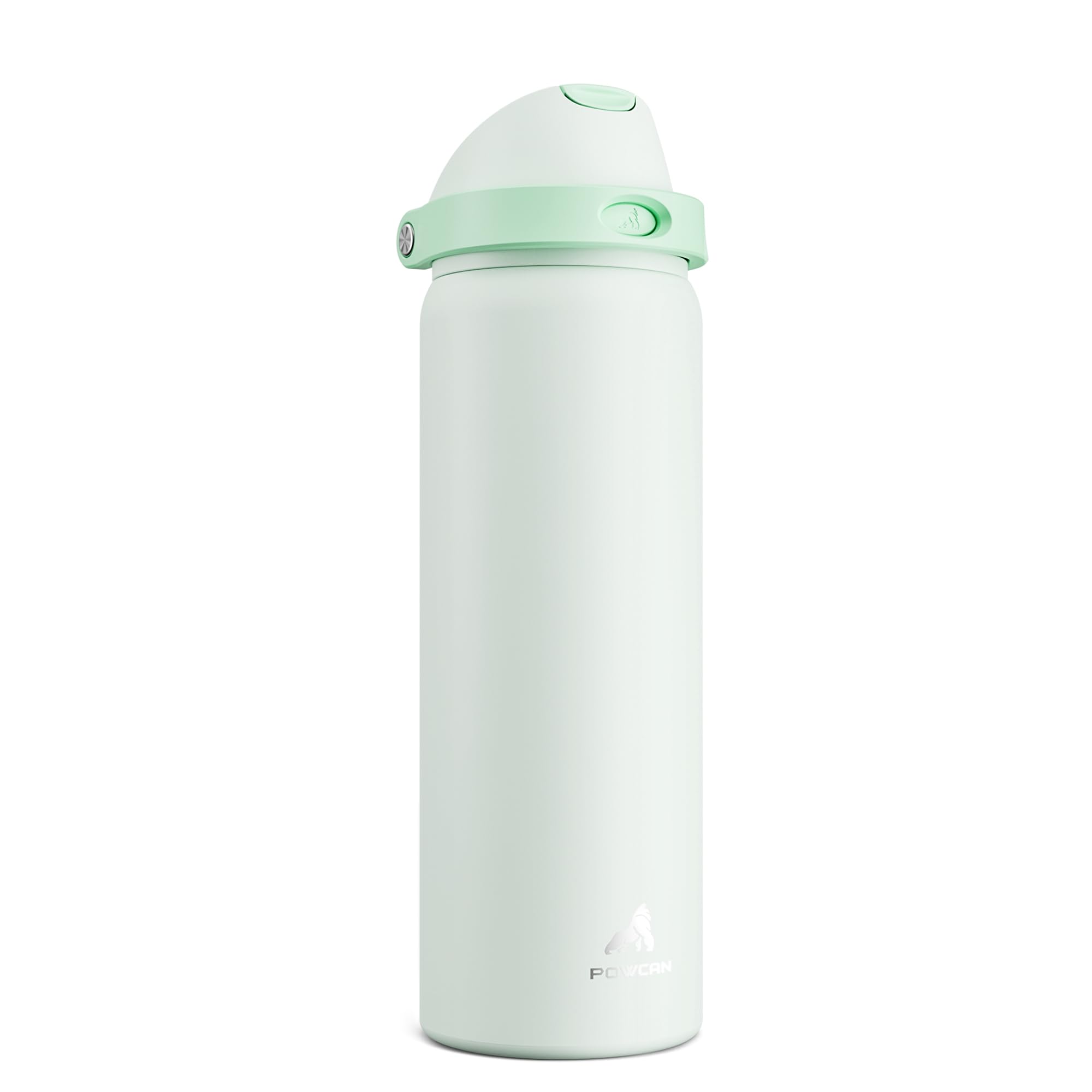 POWCAN 32 oz Sports Water Bottle for Workout: Spill Proof Lid with Straw, Double Walled, BPA-Free, Insulated Stainless Steel Flask for Camping, Hiking, Climbing, Travel, Outdoors (Mint Green)