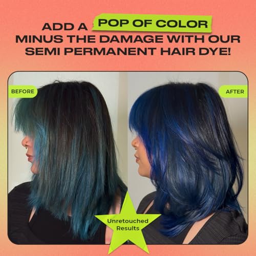 Image of INH Semi Permanent Hair Color | Color Depositing Conditioner | Blue Hair Dye | No Bleach, No Peroxide Temporary Azurite Blue Tint for Women, Men | Vegan, Ammonia Free, Sulfate Free, Ready to Use 6oz