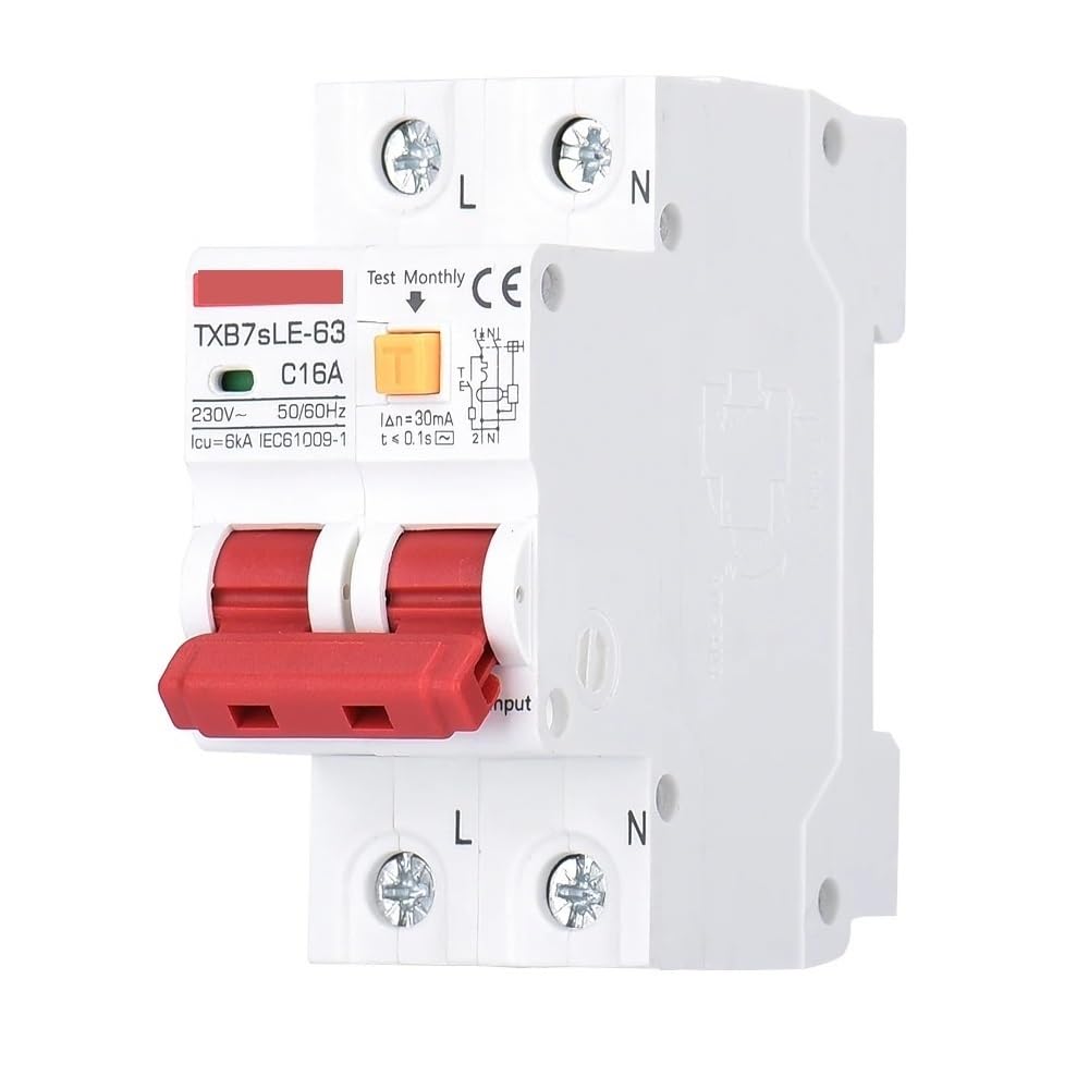 RCBO RCCB AC Type 32A 40A 63A 80A Residual Current Circuit Breaker RCD 30mA Leakage Protection MCB 220V 16A 20A(16A)