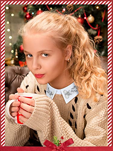 Giegxin 6 Pieces Fake Collar Detachable Dicky Collar for Women Winter Rhinestone False Pearl Half Shirt4