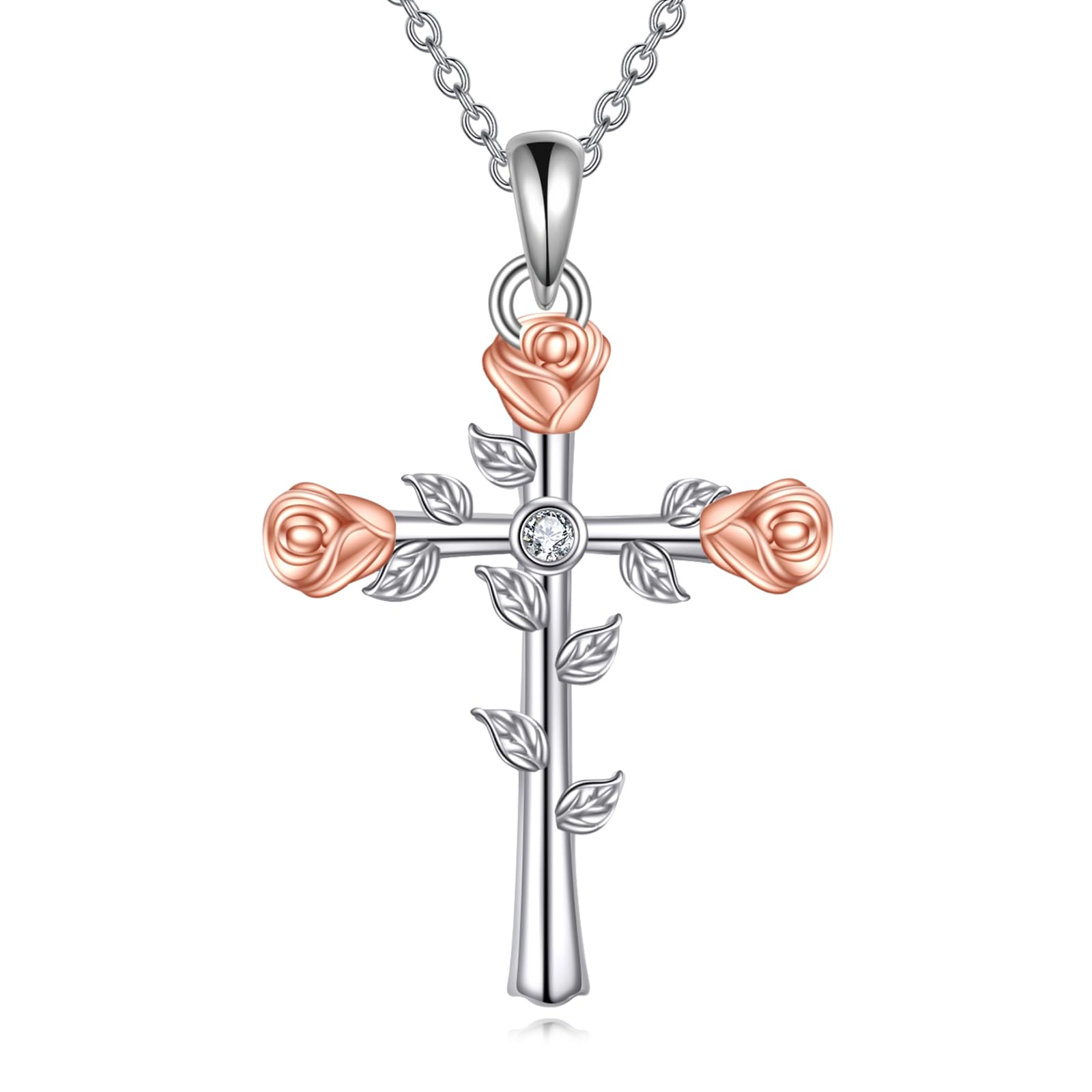 Kreuz Halskette 925 Sterling Silber Glaube Anhänger Religiöser Schmuck Geschenk für Damen Männer