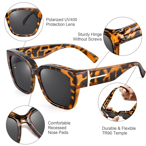 Image of URUMQI Polarized Sunglasses Fit Over Glasses Women Men UV400 Trendy Shades