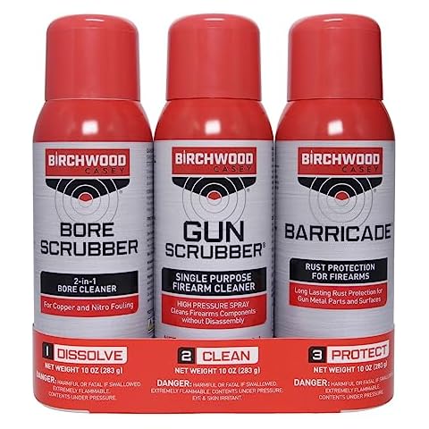 Birchwood Casey 1,2,3 Gun Scrubber, Bore Scrubber & Barricade Value Pack Gun Cleaning Kit, 3 Aerosol Cans, 10 OZ Cover