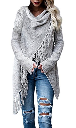 AIYUE Mantello Donna Poncho con Cardigan Incappucciato Pullover Maglione Irregolare Orlo Scialle Maglie