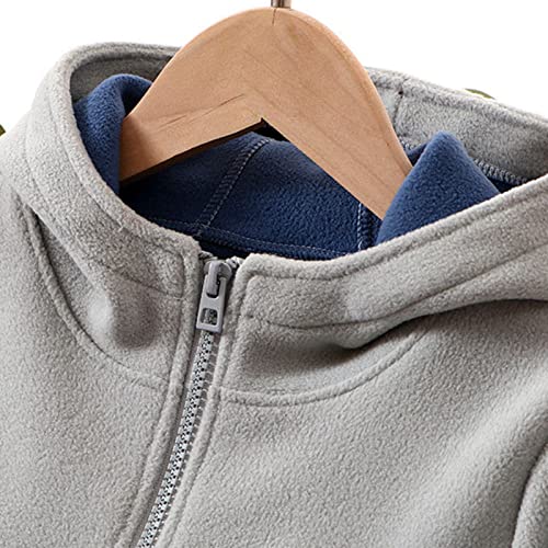 Fall Jacket for Toddler Toddler Boys Girls Long Sleeve Winter Patchwork Colour Fleece Zippered Hoodie (Grey, 4-5 Years)4