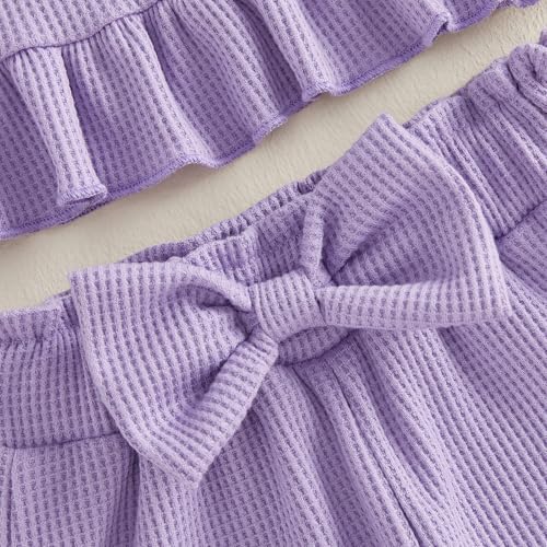 Image of Little Toddler Kids Girl Clothes Set 1-8 Years Summer Outfits Solid Color Tank Tops & Shorts