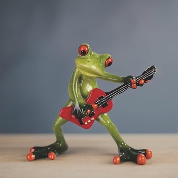 ICE ARMOR Hand Painted 6.25" H Frog Playing Guitar Figurine Statue Sculpture Ornament Decoration Home/Room Decor Ideas for Housewarming, Holidays and Birthdays Great Collectible