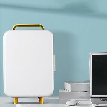8L Mini Refrigerator for Bedroom Car Office, Single Door Compact Refrigerator Cooler and Warmer, Small Skin Care Refrigerator with Compartment for Food and Beverage Skin Care Color:/Green,Size:220V