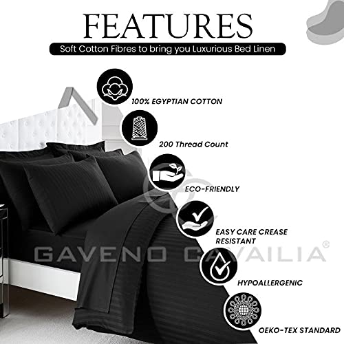 GC GAVENO CAVAILIA Fitted Sheets Super King Size- 100% Egyptian Cotton Bed Sheets- 200 Thread Count Anti Allergy Bedding- Black - Image 2