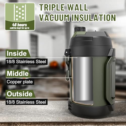 Image of Hydraful Gallon Water Bottle, 128 oz Large Insulated Stainless Steel Sports Water Jug, Large Triple Wall Vacuum Insulation Water Bottle-Keeps Cold up to 48 Hrs-Sweat Proof, for Gym, Hiking & Camping