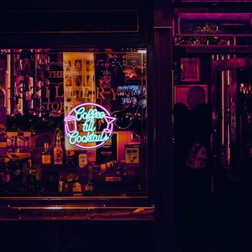 Image of Coffee Till Cocktail Neon Signs for Wall Decor Dimmable LED Neon Light Coffee Light Up Signs for Home Party Gift Office Bedroom Bar Decor