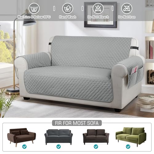 Image of TAOCOCO Sofa Covers 2 Seater,Settee Covers,Non Slip Sofa Covers,Sofa Slipcovers,Pet Couch Covers,Washable Sofa Protectors for Dogs(Pale Grey)
