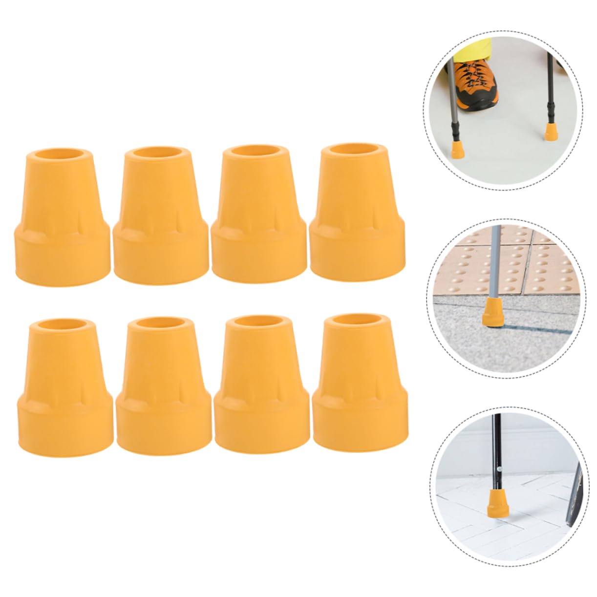 COLLBATH Trekking Pole Foot Cover 8pcs Walking Stick Tips Non-Slip Cane Ends for Crutch Feet Sleeves Sturdy and Practical Design