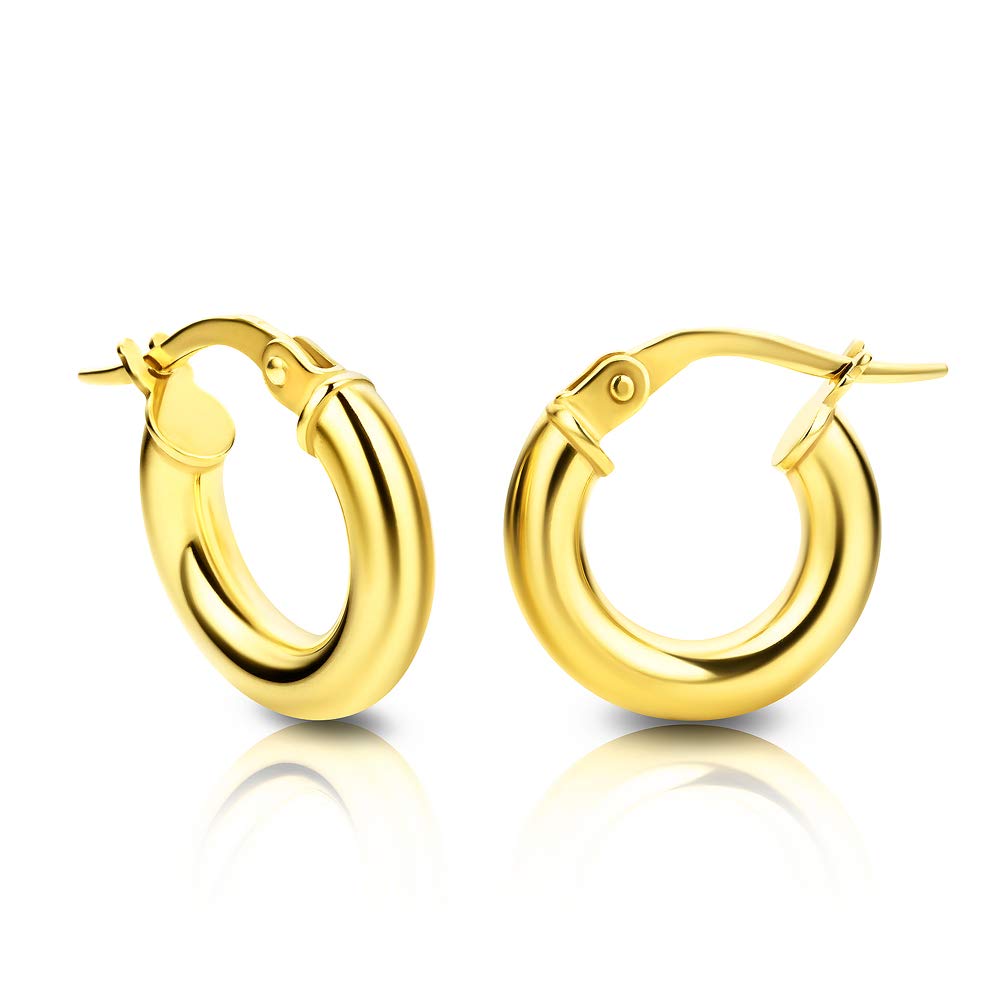 Orovi Pendientes de aro de oro amarillo 375 9k para mujer, oro amarillo, sin piedra