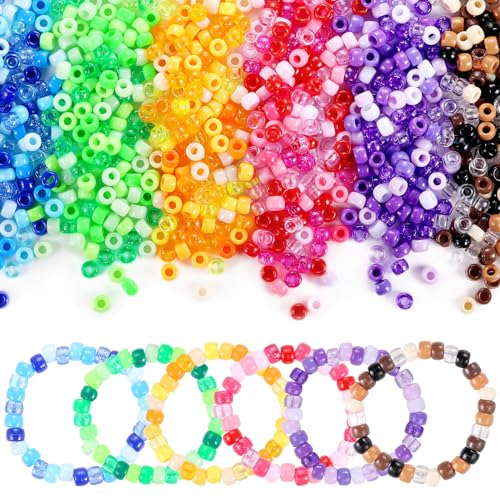 Funtopia 3400 Stück Pony Perlen, 36 Farben Perlen für Armbänder PerlenSet, Kandi Beads für Friendship Bracelet Kit, Bastelperlen Armbänder Selber Machen (6x9mm)