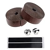 2 Rolls Vintage Leather Handlebar Tapes Road Bike Bicycle Motorcycle Handlebar Foam Wrap Grips Tape,Brown