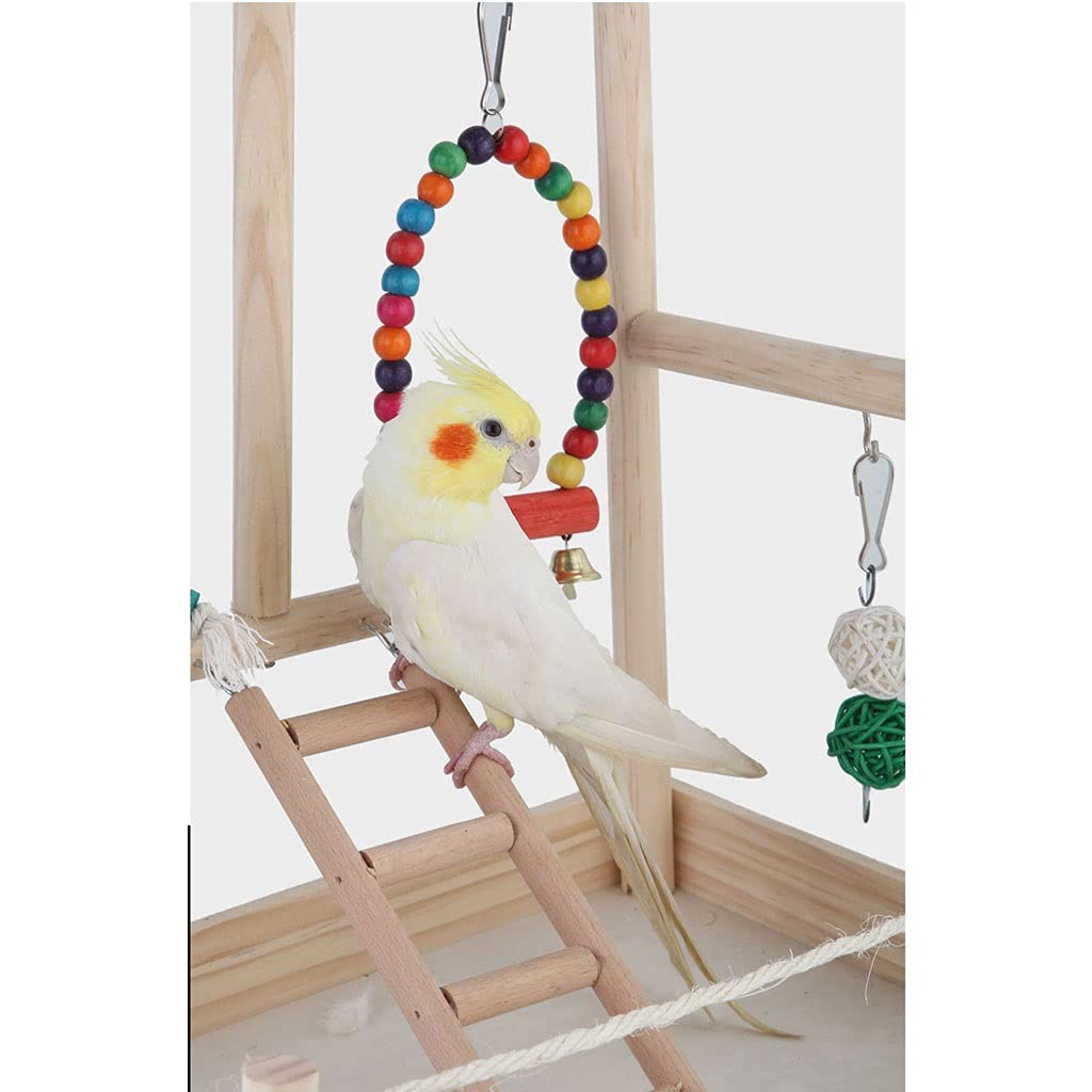 Jaula para Pájaro Parrot Rack Sólido Madera Entrenamiento Pájaro Pájaro Starling Xuanfeng Pequeño Sol Pájaro Jaula Pájaro Pájaro con Lado de Juguete Entretenimiento Lugar Pajarera ( Color : A )