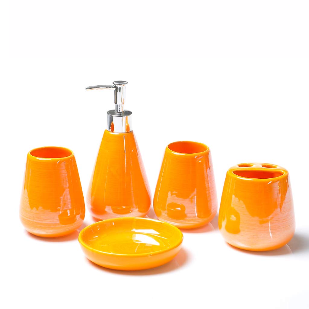 HYLR luxuriöse Bunte Keramik Badezimmerzubehör-Sets 5-teilig Badezimmerzubehör-Sets Zahnbürstenhalter Tasse Spülbecher Seifenspender Badezimmerdekoration