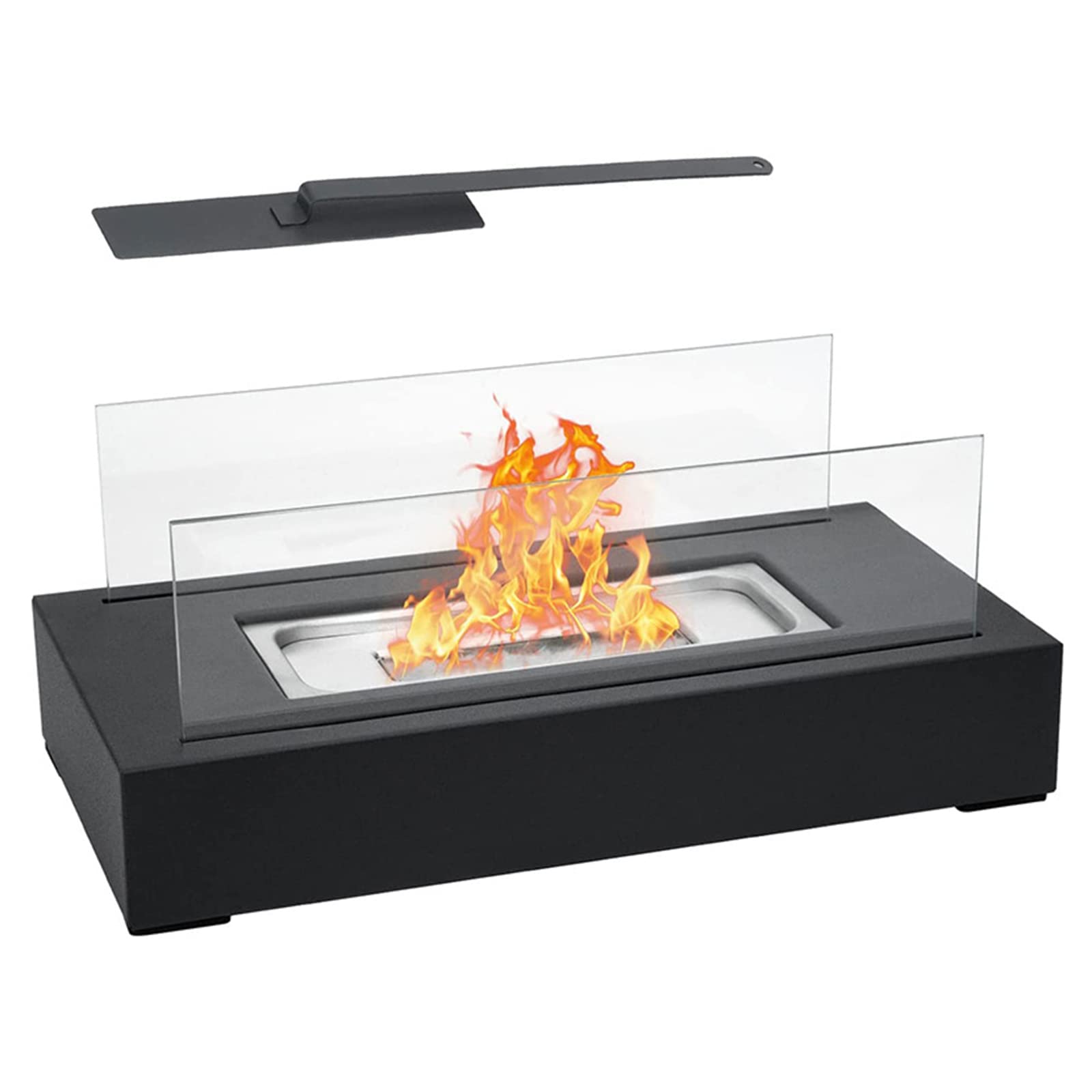 Rechteckiger Tischkamin, tragbarer Feuerschalentopf, Flammenmodellierungsheizer, Bioethanol-Feuerstelle, ideal für den Innen- und Außenbereich