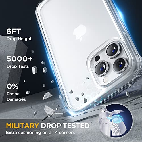 Image of Miracase Glass Series Designed for iPhone 14 Pro Max Case 6.7 Inch, Upgrade Full-Body Magnetic Case with Built-in 9H Tempered Glass Screen Protector, with Camera Lens Protector, Frosted Clear