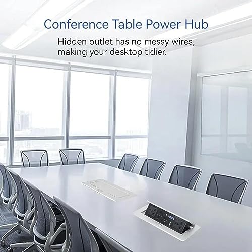 Image of COOLCOLD 10 Module, Hydraulic 8 Cables Cubby, Conference Table Connectivity Solutions, Pop Up Box with HDMI, VGA, Audio, LAN, Power Ports & USB Port (Silver) - 1 Year Warranty