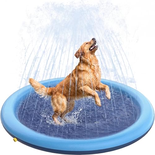 CNMTCCO Hundepool Faltbar und rutschfest - Verdicktes Planschbecken Fuer Hunde und Kinder Robustes Wasserspielzeug Fuer Garten und Sommer Splash Pad ohne Aufblasen Mini Pool (100cm Blau)