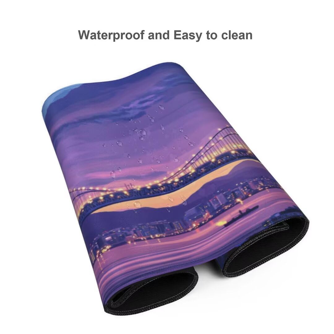 Tappetino Mouse XXL 1000x600x3mm Tappetino Mouse Ponte Lago Impermeabile Tappetino Gaming Mouse Pad XXL Tappetino Scrivania, Base Antiscivolo Migliora Precisione e Velocità per Desktop/Ufficio