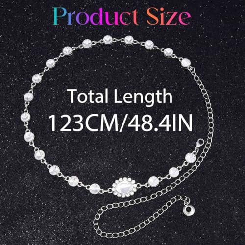 COSYDAYS Silver Rhinestone Belt Sparkly Dress Belts Fashion Bling Crystal Waist Chain for Women4